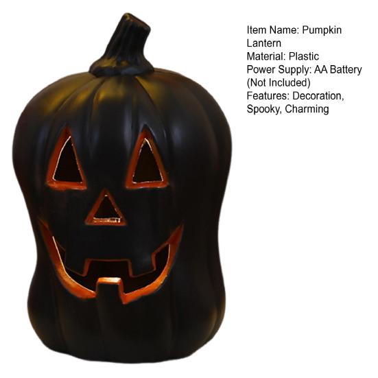 Halloween Pumpkin Light Spooky Carved Plastic Pumpkin Lantern Light-up Pumpkin Figurine for Outdoor Indoor Porch Room Decoration