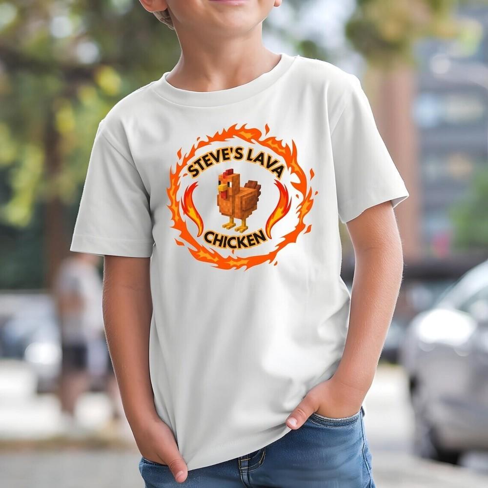 Steve's Lava Chicken Kids T-shirt - Trendy Shirt for Kids - Cotton Summer T-shir