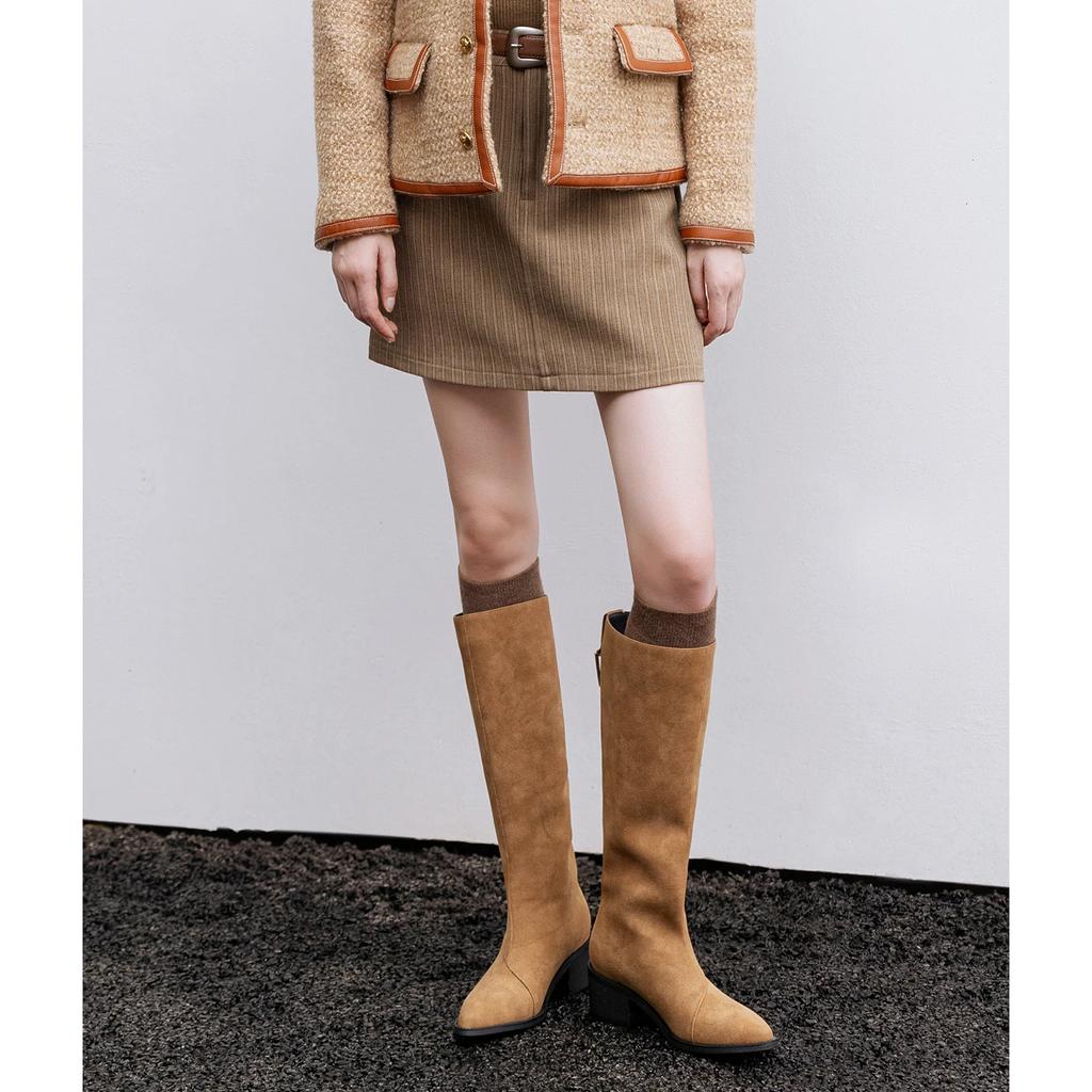 Mode 2024 Winter Damenstiefel Spitzschuh Kniehohe Stiefel Damenschuhe Slipper Modern Damen Schuhe Retro Chelsea Westernstiefel