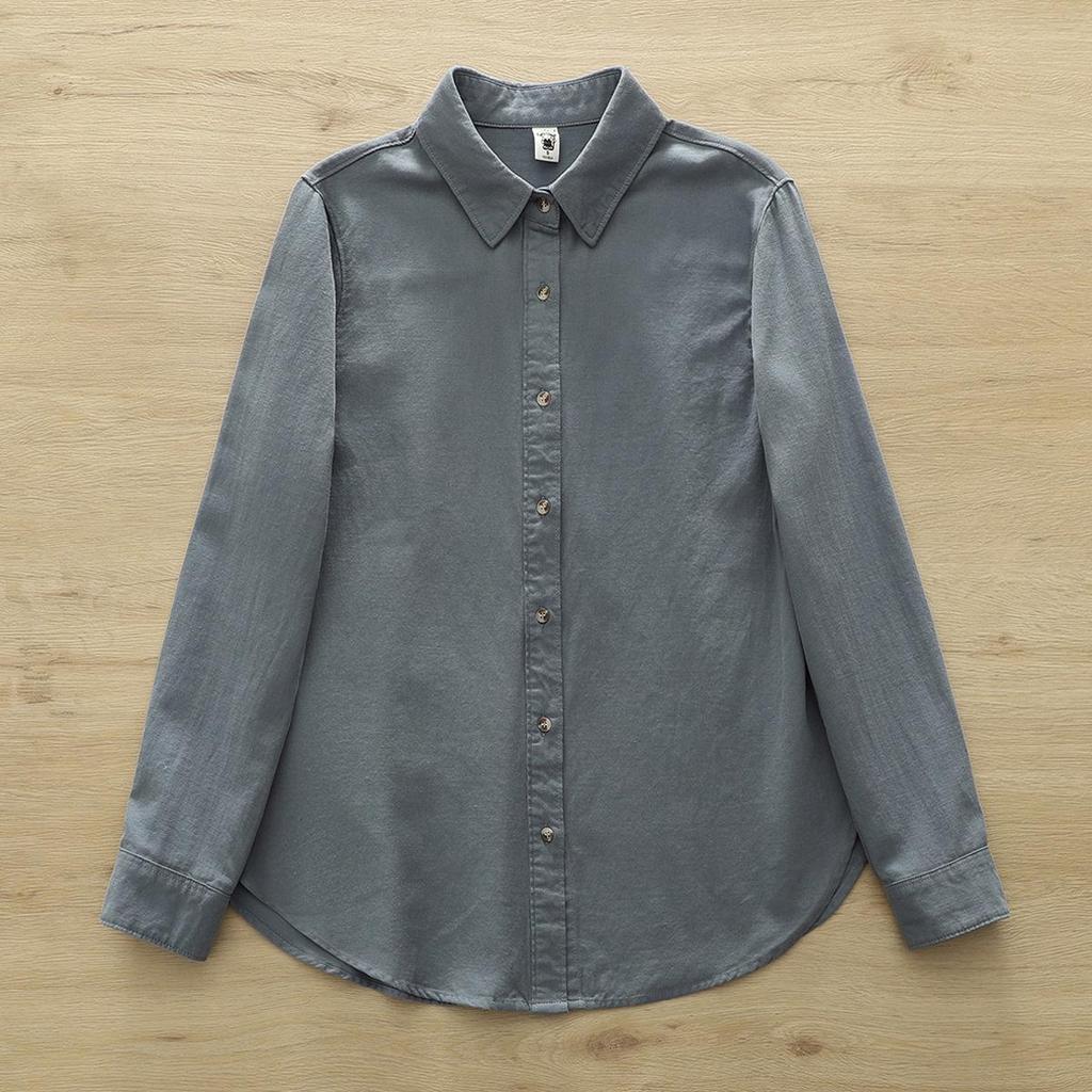 Japanese Style Long Sleeve Brushed Cotton Women's Shirt