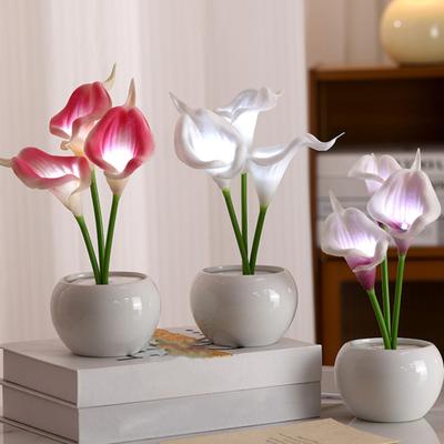 Calla Lily Lamp LED Simulation Light with Ceramic Calla Lily Flower Night Vase Faux Floral Bedroom