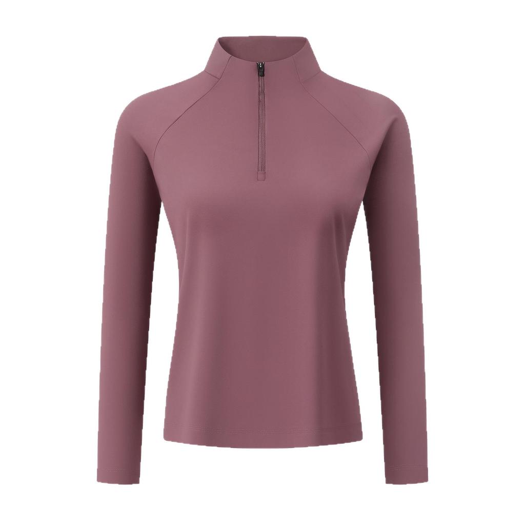 2025 Women's Sport Long Sleeve Zip Collar Polo Shirt: Outdoor Casual Warm Top