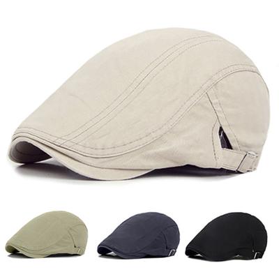 Men Casual Classic Solid Color Flat Cabbie Newsboy Ivy Hat Cotton Sun Beret
