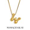 MamacitaSlay Creative 18K Gold Plated Stainless Steel Letter Pendant Necklace Party Waterproof jewelry Unisex Minimalist Gift