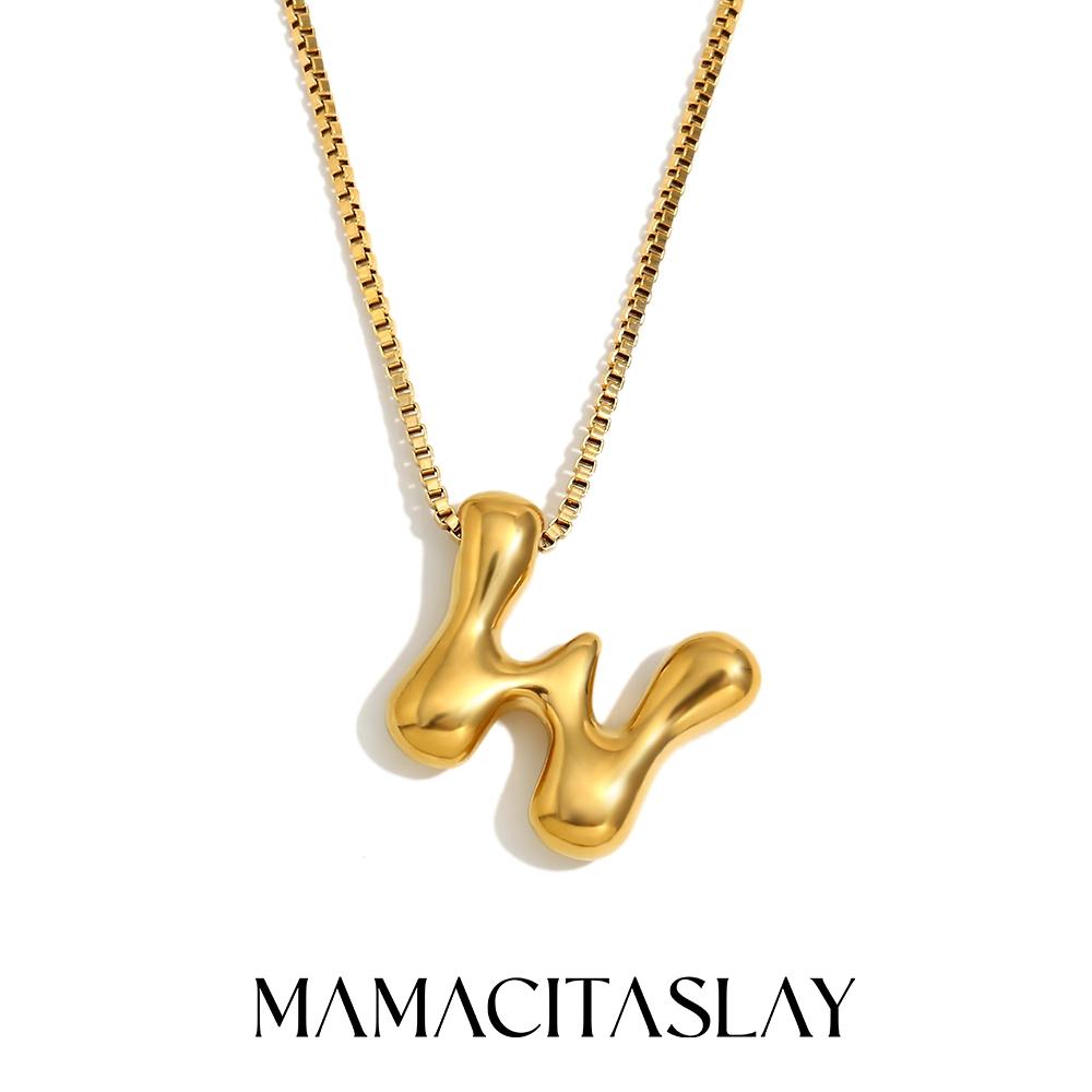 MamacitaSlay Creative 18K Gold Plated Stainless Steel Letter Pendant Necklace Party Waterproof jewelry Unisex Minimalist Gift