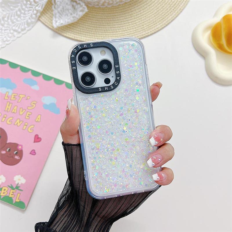 

Светящийся темный светящийся неоновый силиконовый чехол для телефона для iPhone 14Pro Max 15 13 12 Pro Max, роскошный блестящий прозрачный чехол с блестками Kawaii For iPhone 15Pro Max