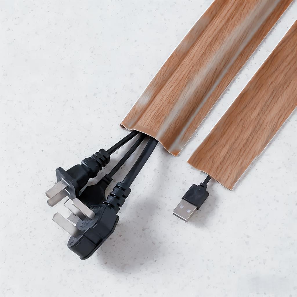 1PC 1m/3meters Soft Cord Cover Durable Flexible Wire Cover PVC Cable Management Floor Cable Cover Indoor