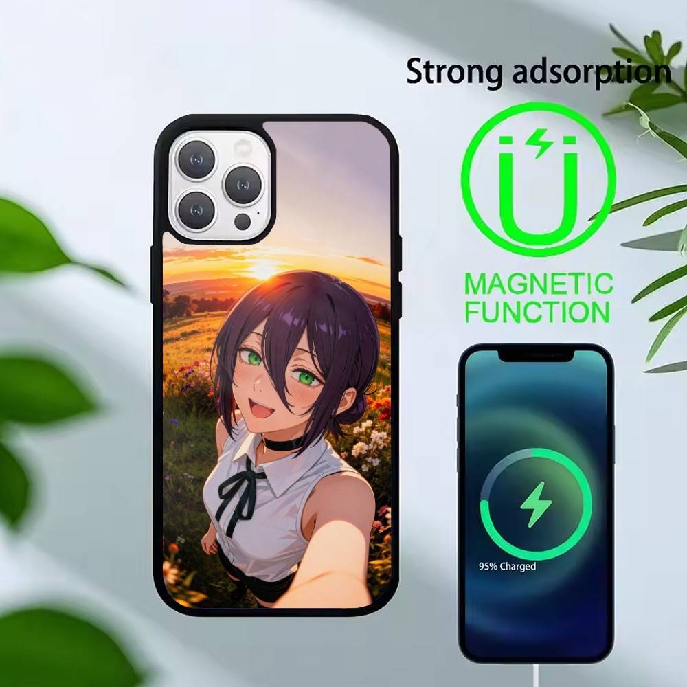 R-Reze C-Chainsaw Man Phone Case For iPhone17,16,15,14,13 Plus,Pro Max Magnetic For Magsafe Wireless Charging