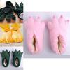 Cozy Dinosaur Cosplay Costume Slippers With Soft Plush Paw Shoes For Winter Warmth