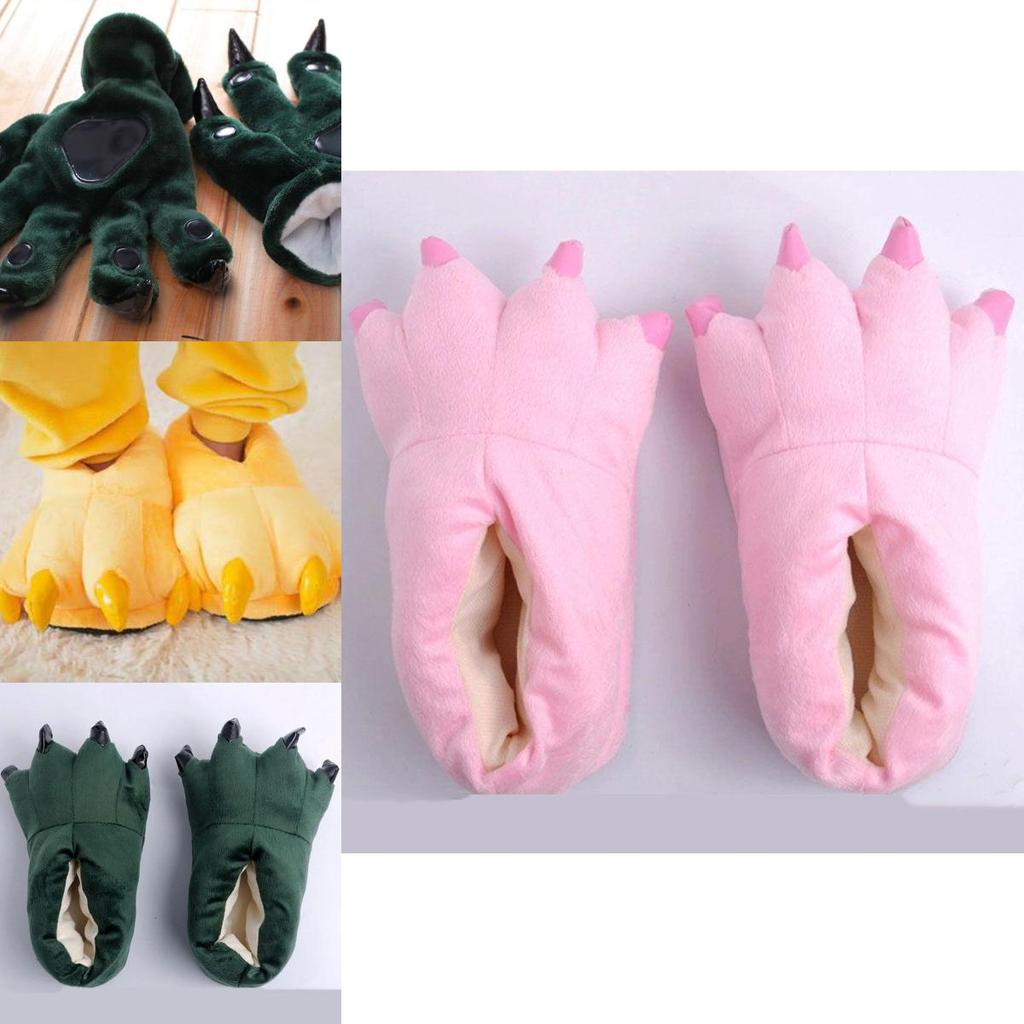 Cozy Dinosaur Cosplay Costume Slippers With Soft Plush Paw Shoes For Winter Warmth