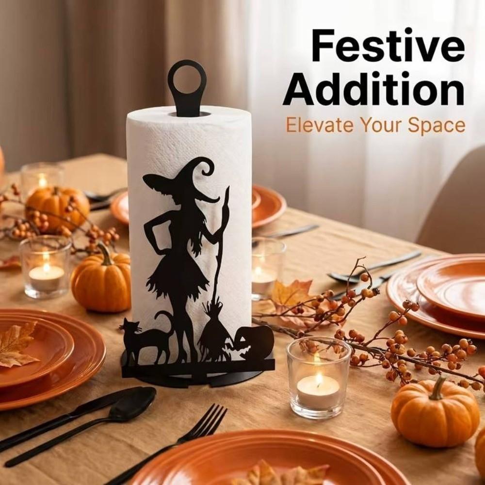 2D Flat Kitchen Tissue Rack Halloween Witch Toilet Paper Holder Vertical Napkins Rack Kitchen