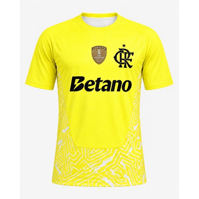 Flamengo 26-27 Home Soccer Jersey Red Black Striped Men Short Sleeve Crew Neck Football Shirt Match Training