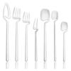 Matte Flatware 6Pcs Silver Dinnerware 18/10 Stainless Steel Cutlery Set Knife Dessert Fork Fruit Fork Long Spoon Tableware Set