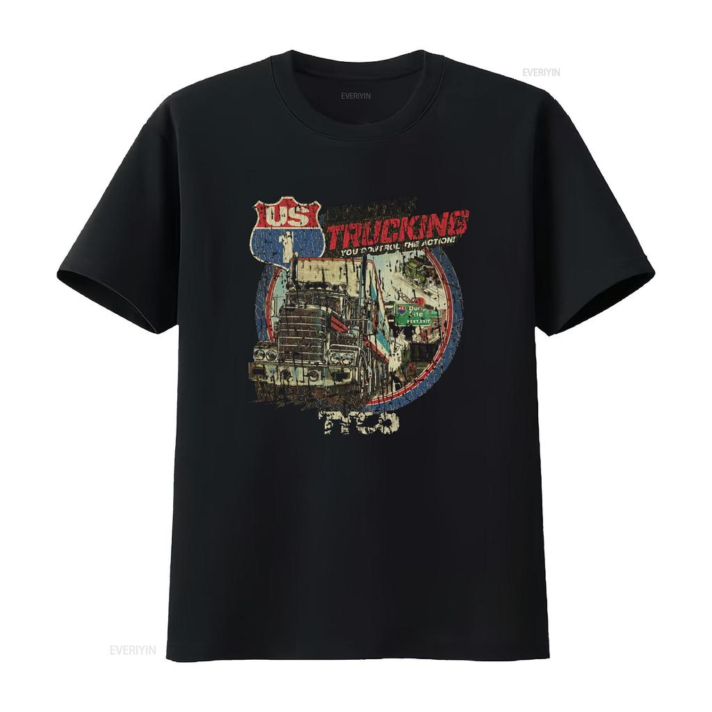 US 1 Electric Trucking 1981 Vintage Mens T Shirt Retro Truck Design Action Theme Durable Fabric vintage Washed Comfortable