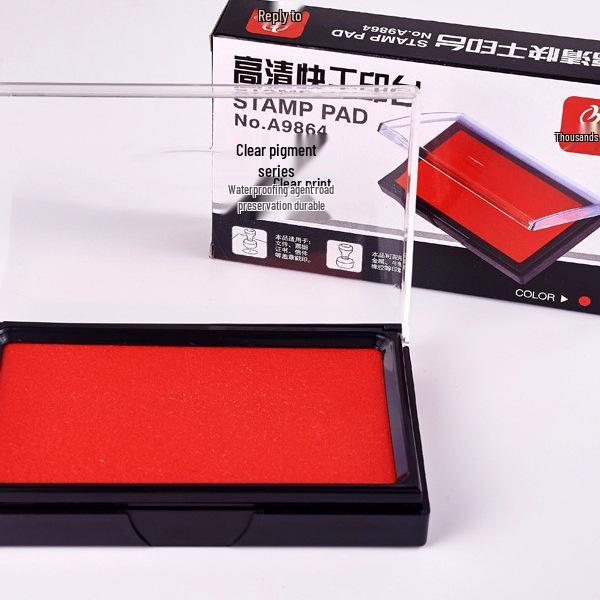 Signet Quick-Drying Red Ink Pad: Water-Based Round Metal Case for Finance & Office Use