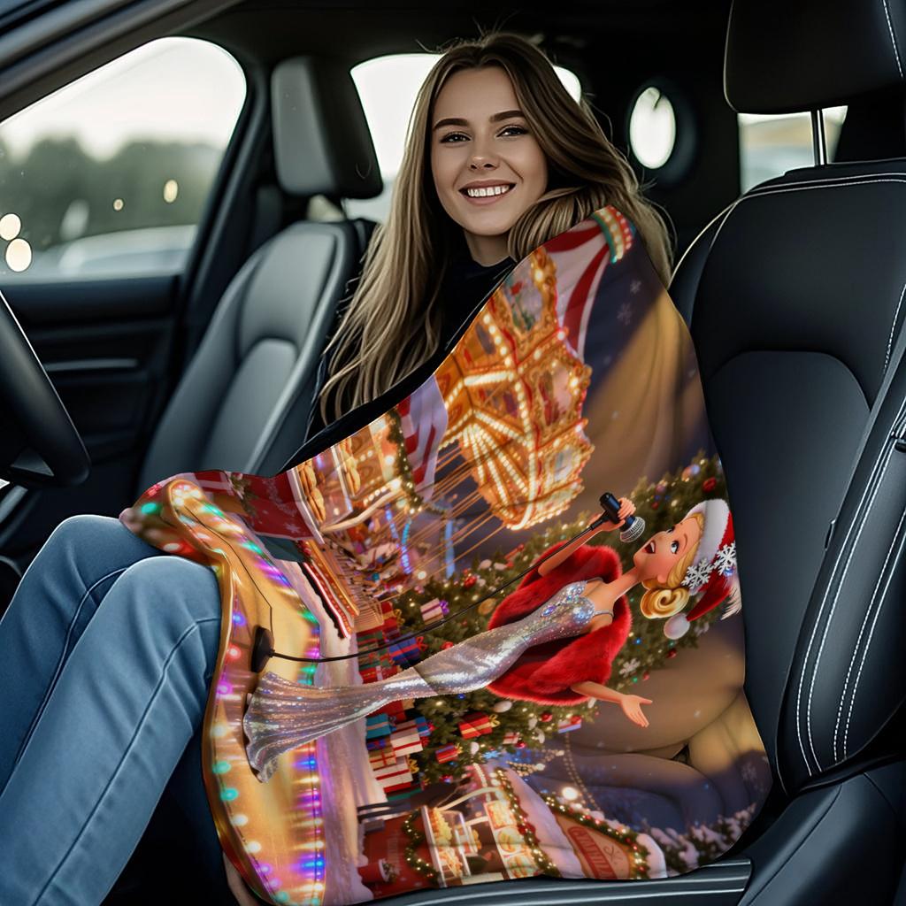 Christmas 3D Cute Barbie Printed Warm Throw Blanket for Home Travel Sofa Soft and Comfortable Picnic Blanket Birthday Gift