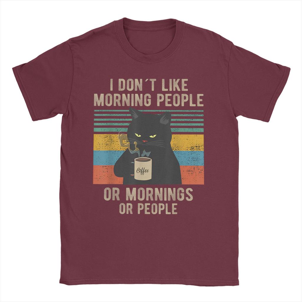 Ich hasse Morgenmenschen und Morgen und Menschen Kaffee Männer Frauen T-Shirt Katzen-Meme Humor T-Shirts T-Shirts 100% Baumwolle Einzigartige Kleidung