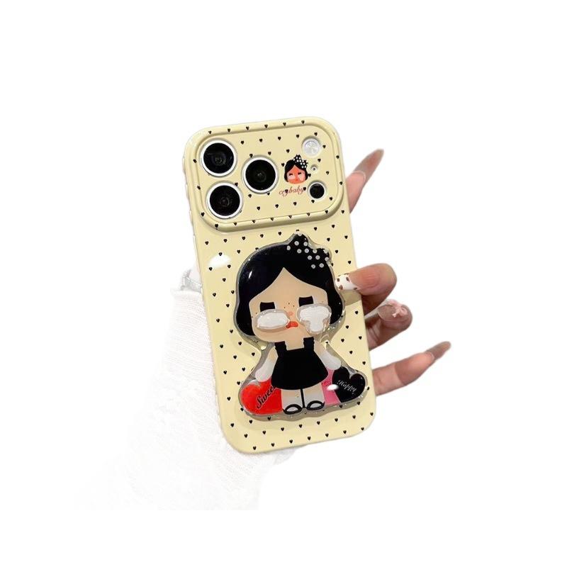 Applicable To Second Change iPhone11 Mobile Phone Case Cartoon Polka Dot Crying Baby Bracket Apple 11 Anti-drop Side Love Soft Case