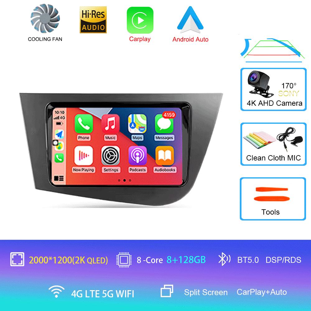 Car Radio Android 14 Navigation Multimedia Player For Seat Leon 2 MK2 LHD 2005 - 2012 Carplay Auto Stereo wifi+4G Video Ai Voice