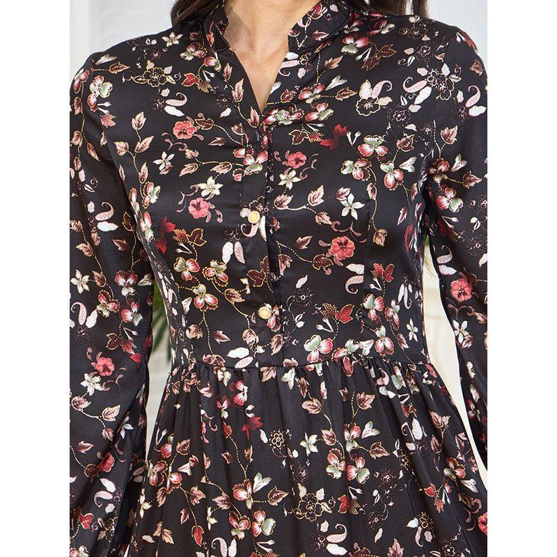 Middle East Foreign Trade Women clothes Dubai Print Robe Waist Hugging Slimming Arab Plus size Long sleeve dress Dress