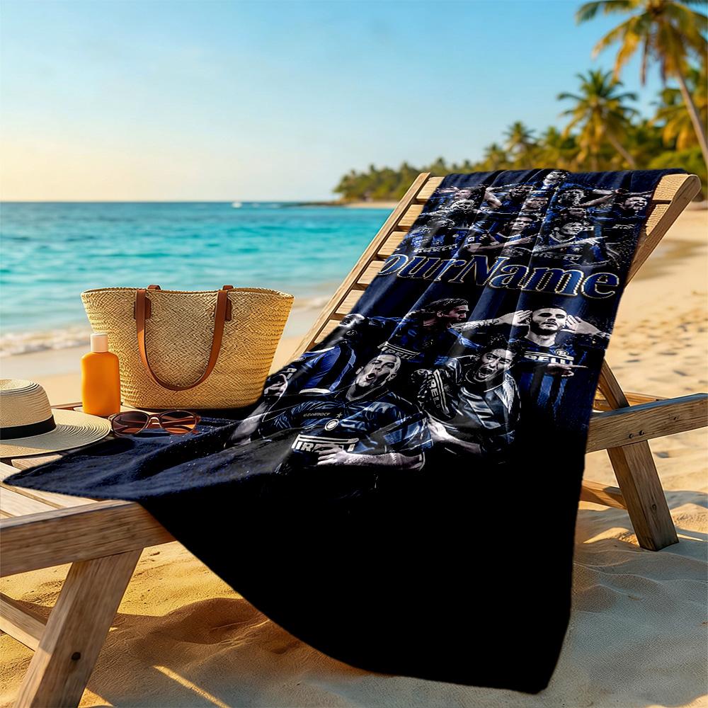 Inter Milan Customized Name Beach Towel Super Soft & Absorbent Portable for SwimmingBeachCamping Travel Beach AccessoriesGym