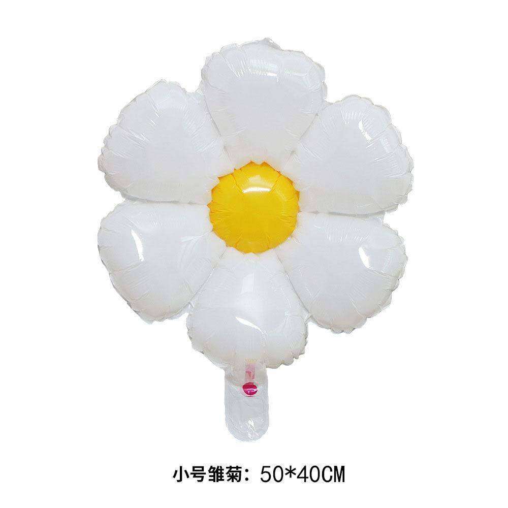Daisy Aluminum Foil Balloons White Smiley Face Chrysanthemum Birthday Party Decorations Photography Props Egg Flower Balloons 10pcs