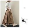 Japanese Mori Girl Linen Half Skirt: Women's Elastic Waist, Heavy Embroidery, Mid-Length A-Line Design.