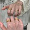 Classic frosted brushed ingot lock rings for women new in Chinese style retro micro inlaid diamond ring banquet  gift