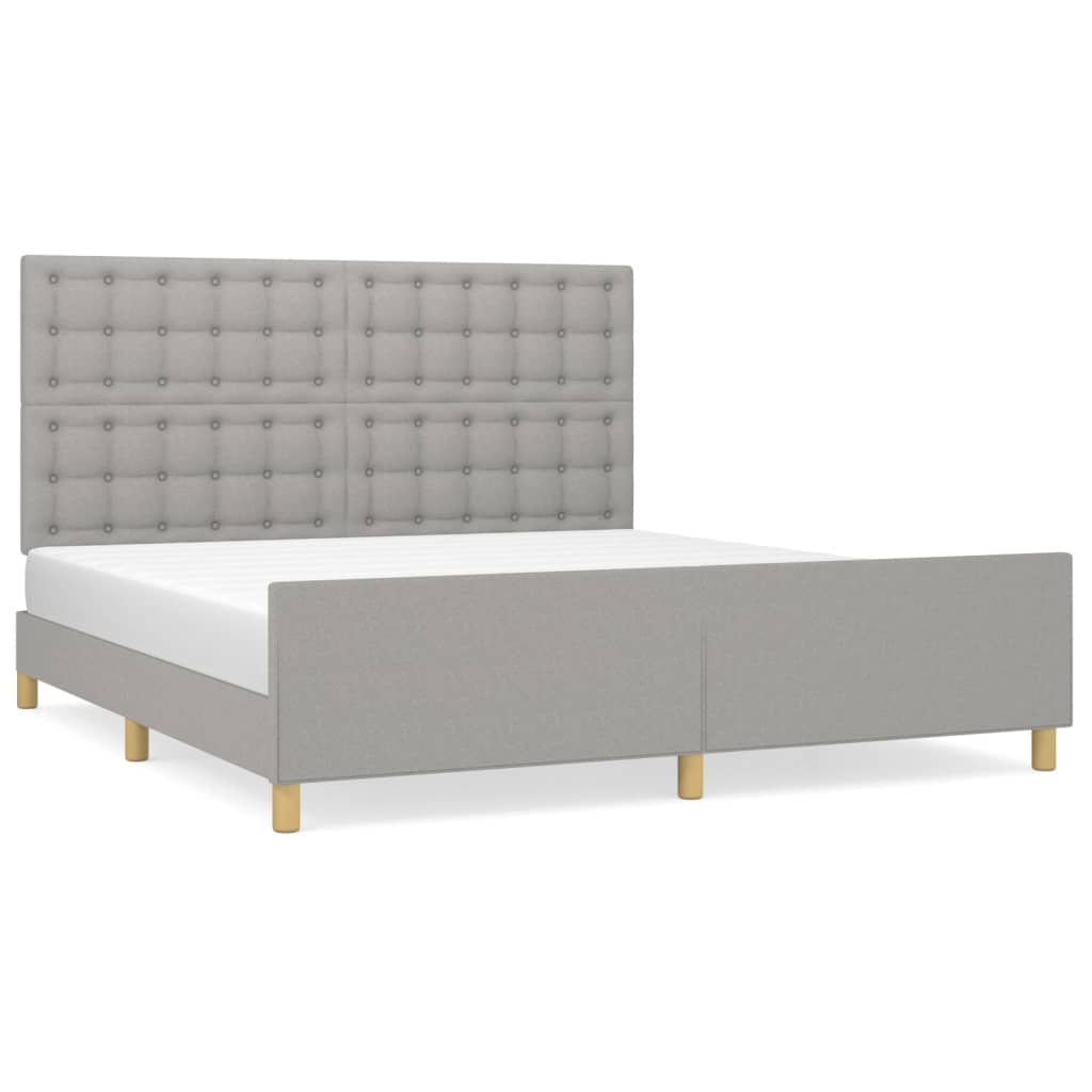 Bed Frame with Headboard Light Grey 180 x 200 cm Fabric
