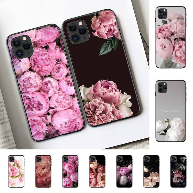 Yinuoda Elegant Pink Purple Peony Flower Onthe Vase Phone Case for iPhone 11 12 13 mini pro XS MAX 8 7 6 6S Plus X 5S SE 2020 XR