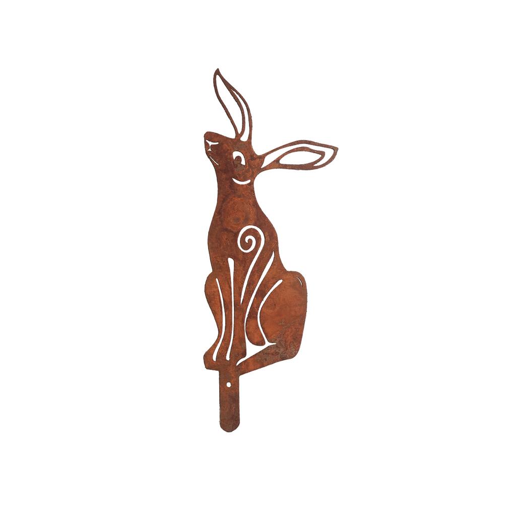 1Pc Iron Rabbit Garden Decoration Ground Insert, Jumping Wild Rabbit and Tranquil Rabbit, Garden Decoration, Outdoor Lawn, Courtya Decoration