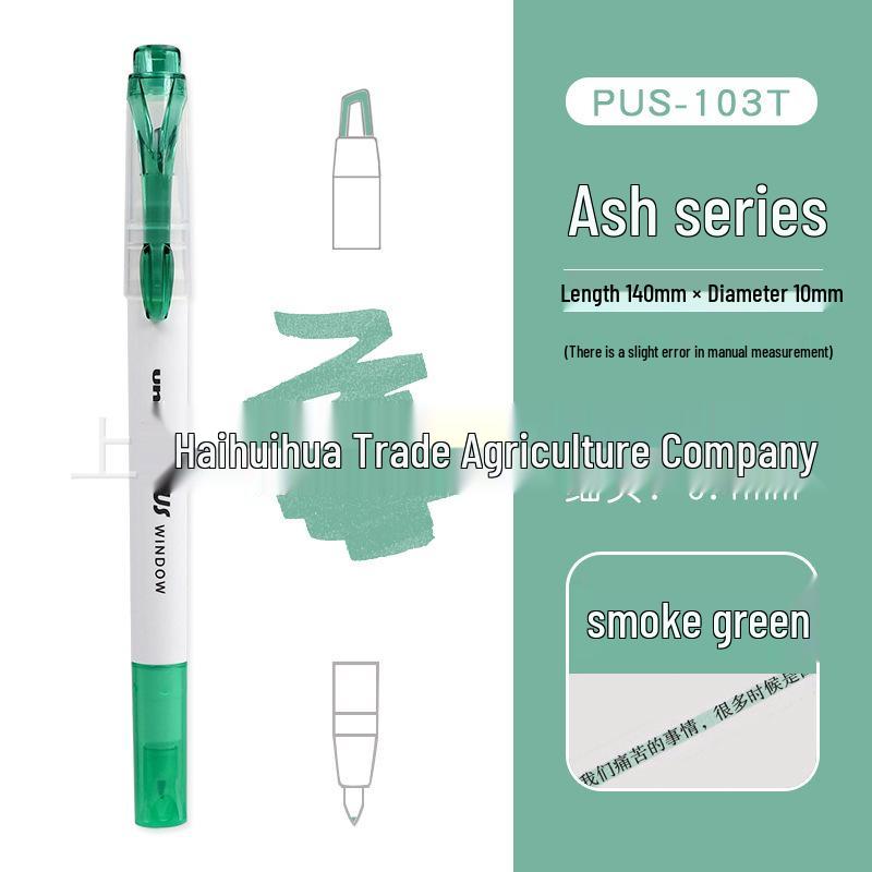 Japan UNI Double-Ended Highlighter with Window - White Barrel for Planners Slant Tip