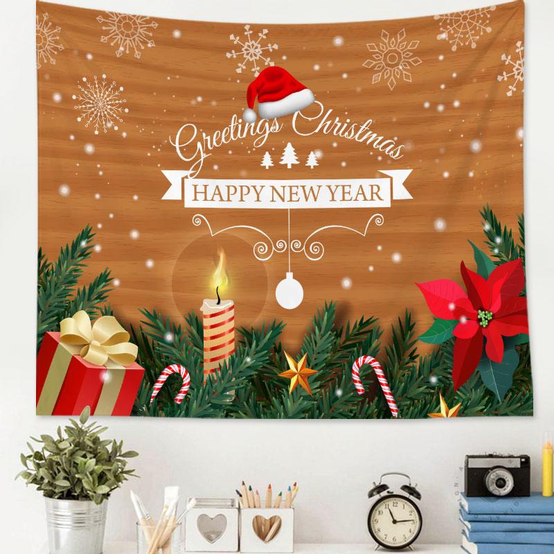 Рождественский гобелен на стену Санта-Клаус Рождественская елка Камин Лось Гобелен — фото 15