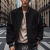Baseball Uniform Sweatshirt Autumn and Winter Plus Velvet Spliced Single Row Four-button Flight Jacket