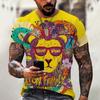 Summer Animal Lion 3D Printed Men's T-shirt Casual Short Sleeved T-shirt