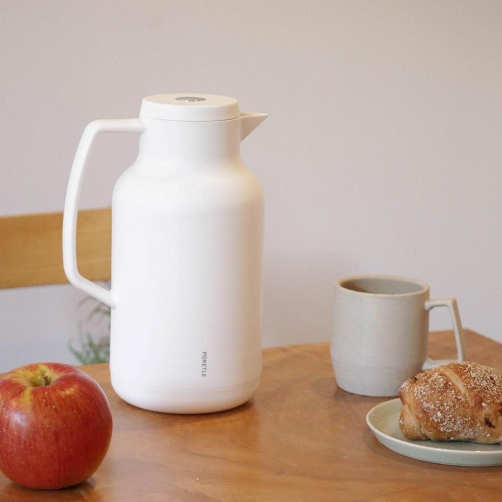 POKETLE Tabletop insulated glass green pot, thermos, 1L,