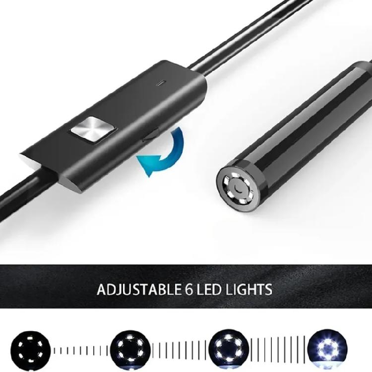 Type C USB Endoscope 7mm Flexible Inspection Camera Waterproof Adjustable LED Light for Smartphones Tablets Computers
