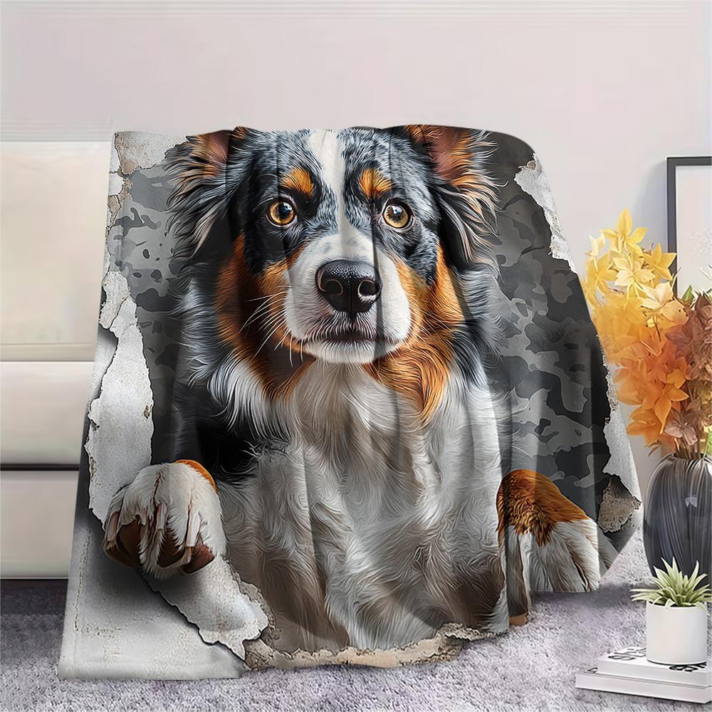 Koc Flanelowy z Nadrukiem Psów, Wysokiej Jakości, Wygodny na Wszystkie Pory Roku, Wystrój Domu, Ciepło i Komfort, Idealny na Prezenty Świąteczne