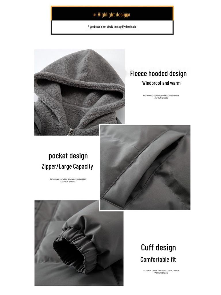 Ανδρικό Χειμωνιάτικο Βαμβακερό Παλτό Δύο Τεμαχίων με Κουκούλα Στυλ Χονγκ Κονγκ - Μεγάλο Μέγεθος, Εξαιρετικά Χοντρό Ζεστό Εξωτερικό Ρούχο