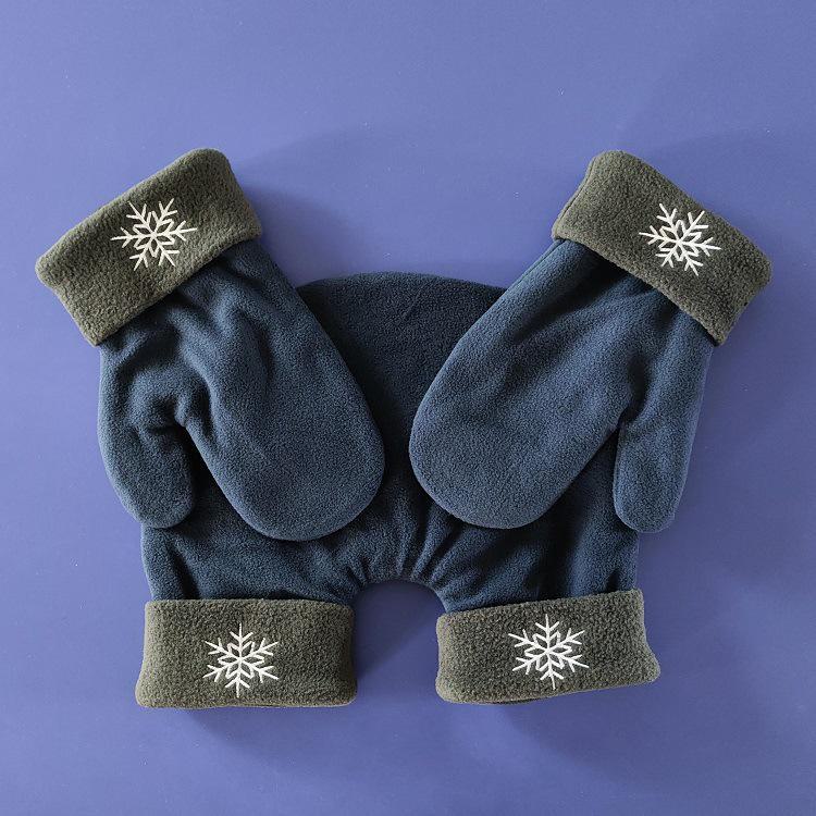 

Уютные флисовые перчатки для пар: Цельный дизайн для держания за руки зимой One Size темно-синий