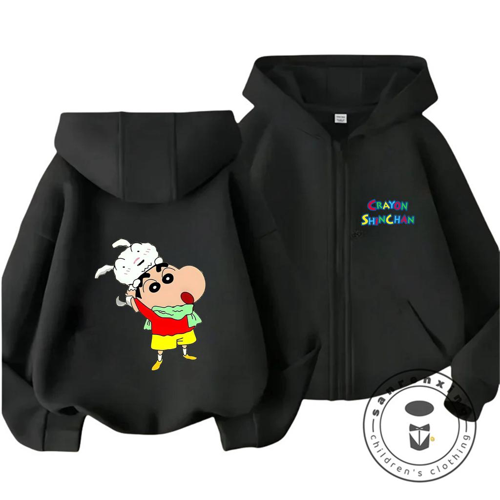 Trendy Zipper Hoodie New Design Hot Cartoon Autumn Winter Kids Wear Crayon Shin Chan Boys Girls 3 14