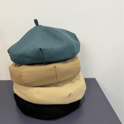 Autumn and Winter Solid Color Beret Female British Retro Bud Hat Fashion Versatile Pumpkin Hat Painter Hat