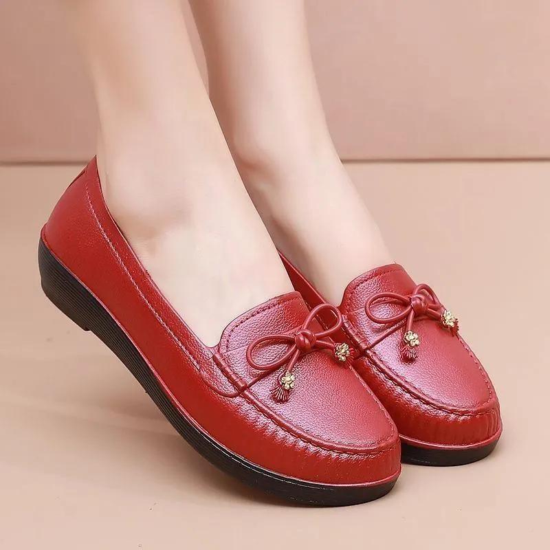 WTEMPO PVC Impermeabil Anti-alunecare Moale Toc Gros Pantofi de lucru Femei Dimensiuni Mari Culoare Solidă Casual Arc Unică Pantofi