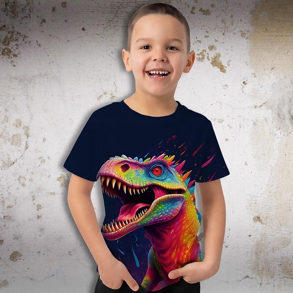 Sommer Kinderkleidung 3D-Druck T-Shirt für Jungen Dinosaurier Kurzarm Kinder T-Shirts