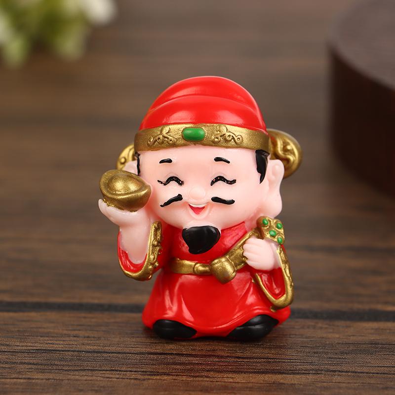 New Year Mascot Car Ornament Cute Little Buddha Guanyin Land Father-In-Law God Of Wealth Lotus Base Resin Ornament For Home