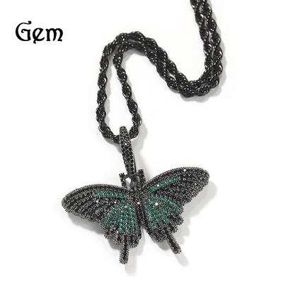 Farbige Halskette mit Mini-Schmetterling und Diamant-Anhänger, vielseitiger Anhängerschmuck im Stil der europäischen und amerikanischen Hip-Hop-Persönlichkeit