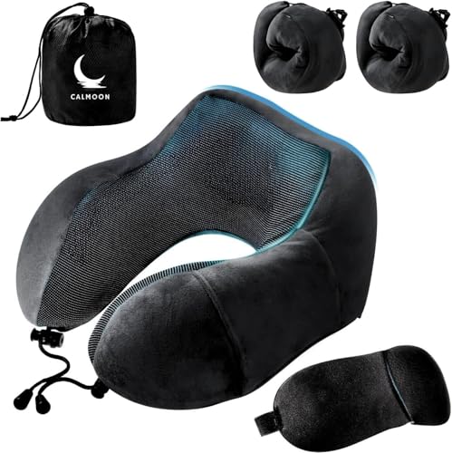

[Featured in anan magazine, supervised by a physical therapist] CALMOON Miracle Neck Pillow - Airplane Comfort Item, Spare Cover Included, Neck Celebr