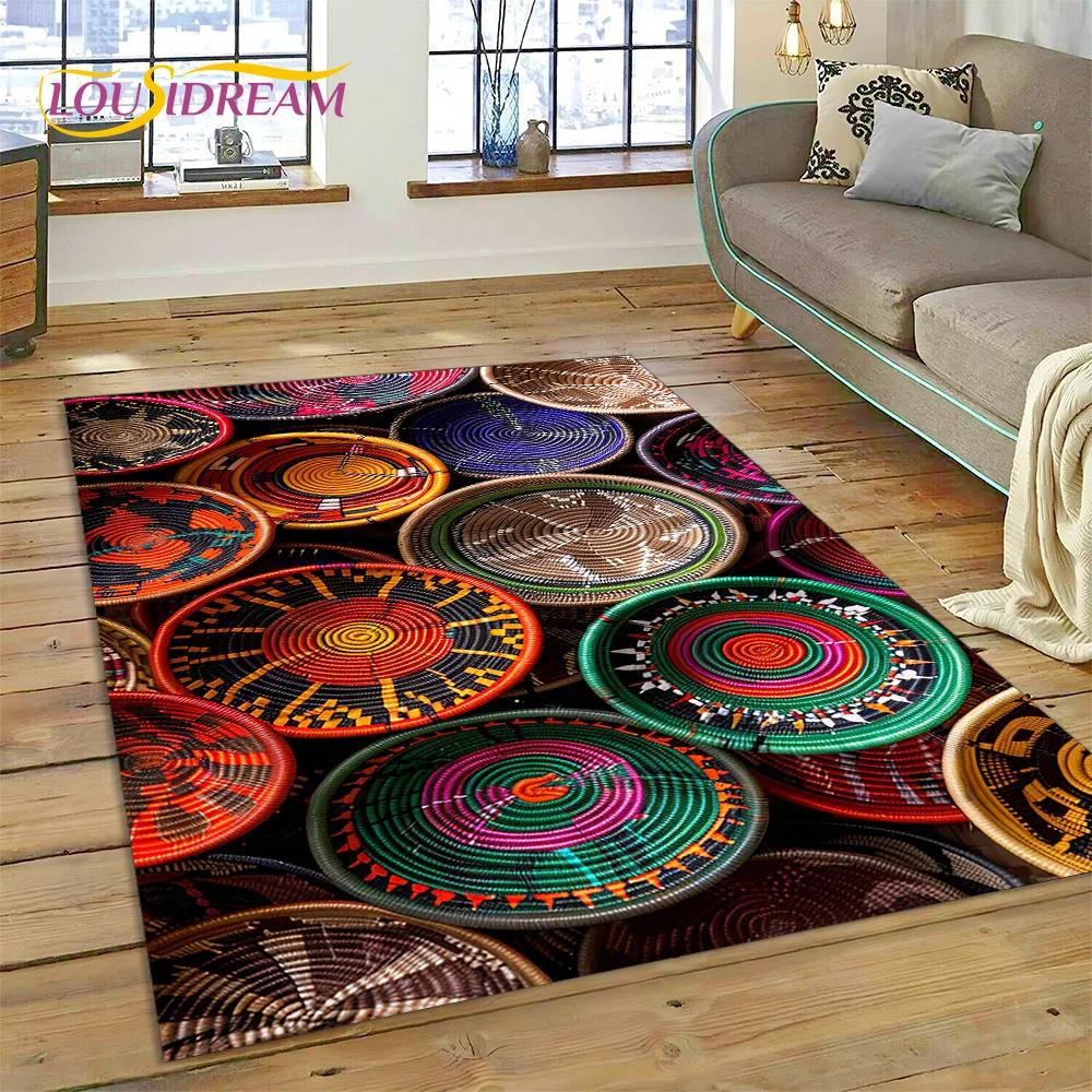 Tappeto Mandala Trama Floreale Colorata VIKAMA, Tappeto Antiscivolo per Soggiorno, Camera da Letto, Divano, Decorazione Casa, Zerbino
