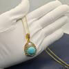 Natural turquoise pearl earrings three-piece set niche design high-end inlaid rough stone necklace jewelry set women