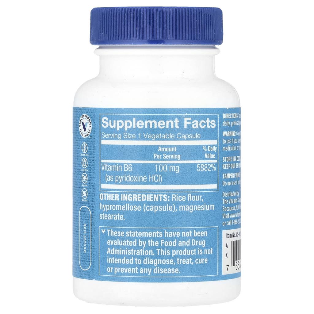 Vitamin B6, 100Mg, 100 Veggie Capsules